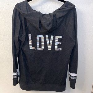 Victoria’s Secret Grey Bling LOVE Hoodie Sweatshirt
